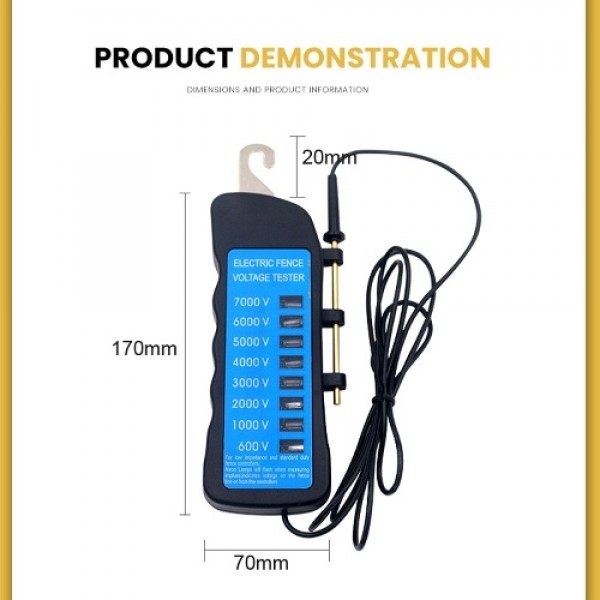 MLD-002 600V-7KV Fence Tester Home Garden Horse Livestock Electric Fence Voltmeter No Need Battery with 8 Indicator Light