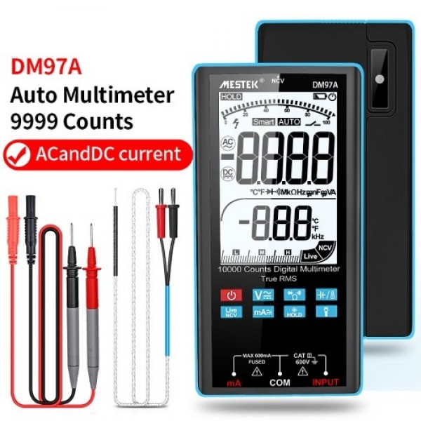 DM97A Handheld Portable Auto Multimeter 3.5 Inch LCD Display with Backlight Flashlight 9999 Counts