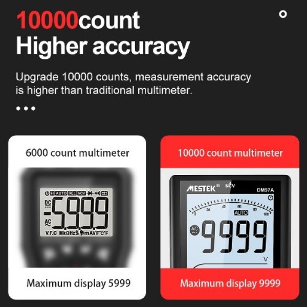DM97A Handheld Portable Auto Multimeter 3.5 Inch LCD Display with Backlight Flashlight 9999 Counts