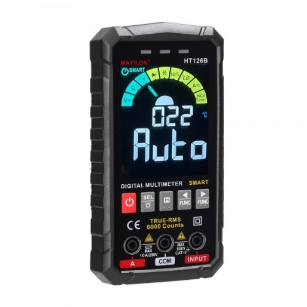 HT126B Handheld Portable Intelligent Digital Multimeter Large VA Screen Display 6000 Counts NCV True RMS Measurement wit