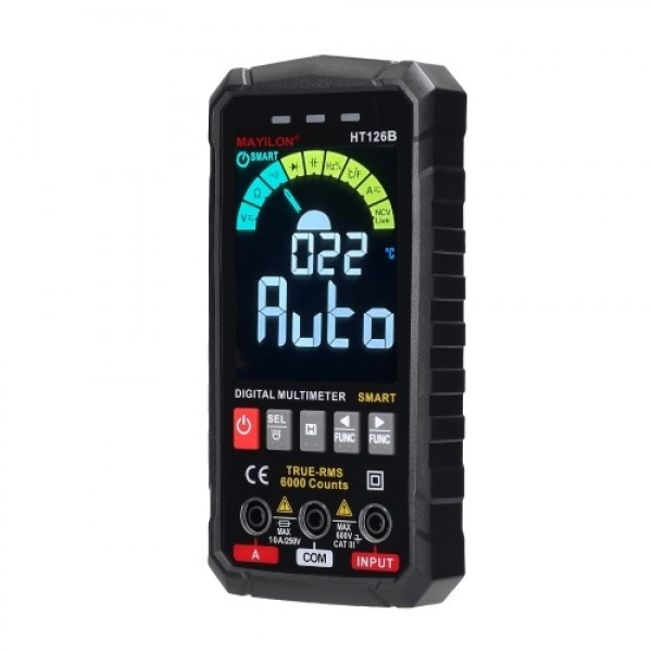 HT126B Handheld Portable Intelligent Digital Multimeter Large VA Screen Display 6000 Counts NCV True RMS Measurement wit