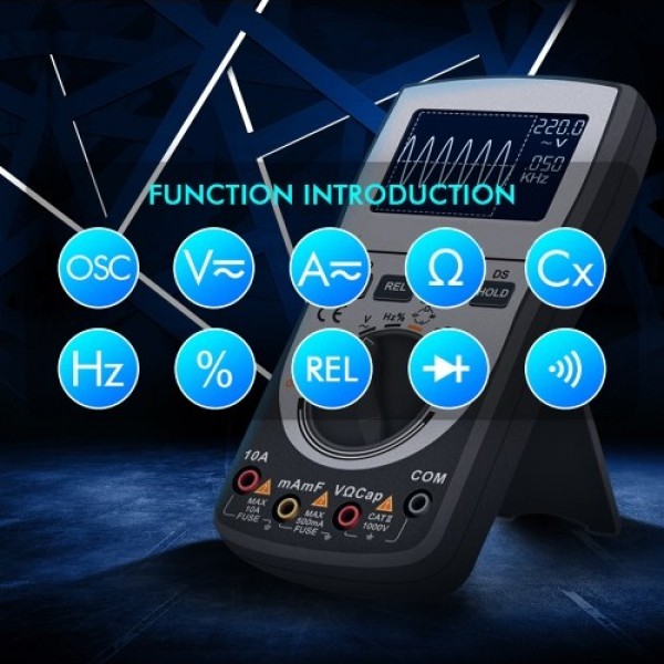 2-in-1 Intelligent Digital Oscilloscope Multimeter DC/AC Current Voltage Resistance Frequency Diode Tester