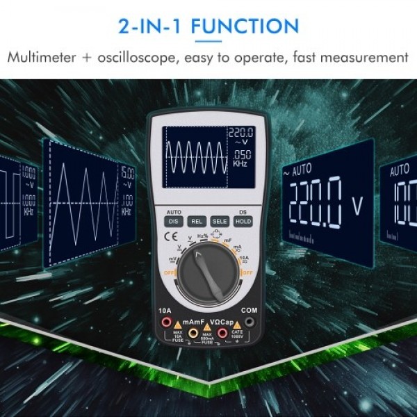 2-in-1 Intelligent Digital Oscilloscope Multimeter DC/AC Current Voltage Resistance Frequency Diode Tester