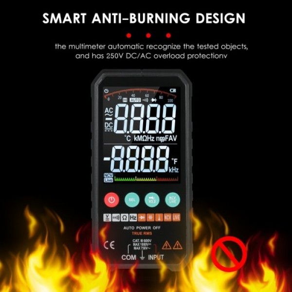 Super Slim Palm Size 3.3-inch LCD Digital Multimeter 6000 Counts True RMS Universal Meter