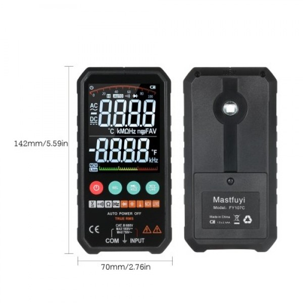Super Slim Palm Size 3.3-inch LCD Digital Multimeter 6000 Counts True RMS Universal Meter