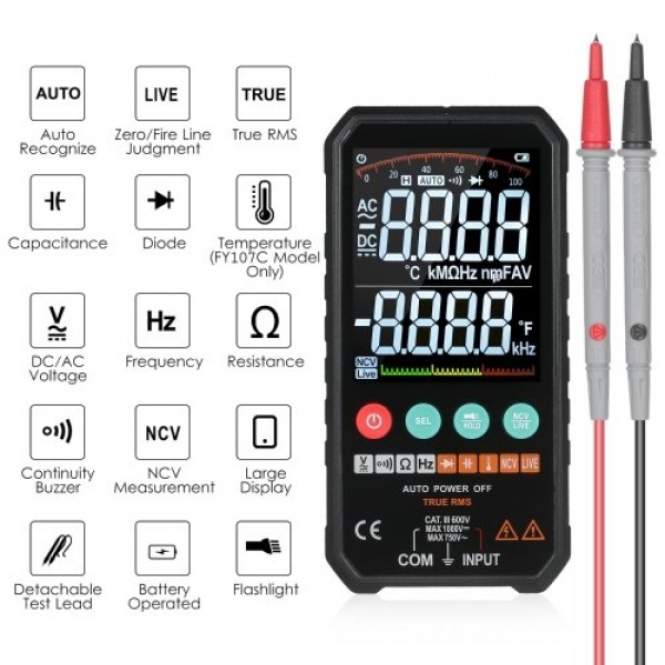Super Slim Palm Size 3.3-inch LCD Digital Multimeter 6000 Counts True RMS Universal Meter