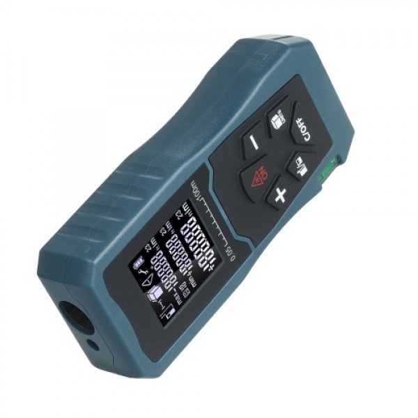 Laser Distance Meter Handheld 1.6-inch LCD Diastimeter Bubble Level Pythagorean Mode Measure Distance Area and Volume (100M)