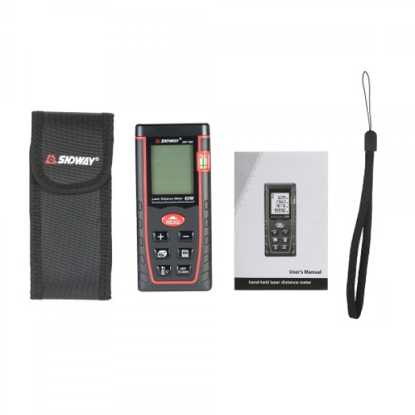 60m Mini Handheld LCD Digital Laser Distance Meter Range Finder Distance Area Volume Measurement 30 Groups Data Storage