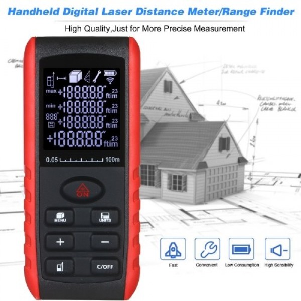 Portable Handheld Digital Laser Distance Meter Diastimeter Laser Distance Measuring Instrument Range Finder Area Volume Measurem