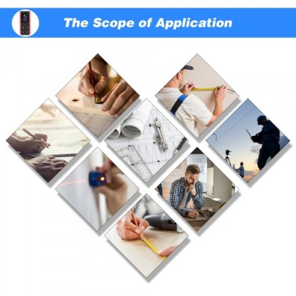 Portable Handheld Digital Laser Distance Meter Diastimeter Laser Distance Measuring Instrument Range Finder Area Volume Measurem