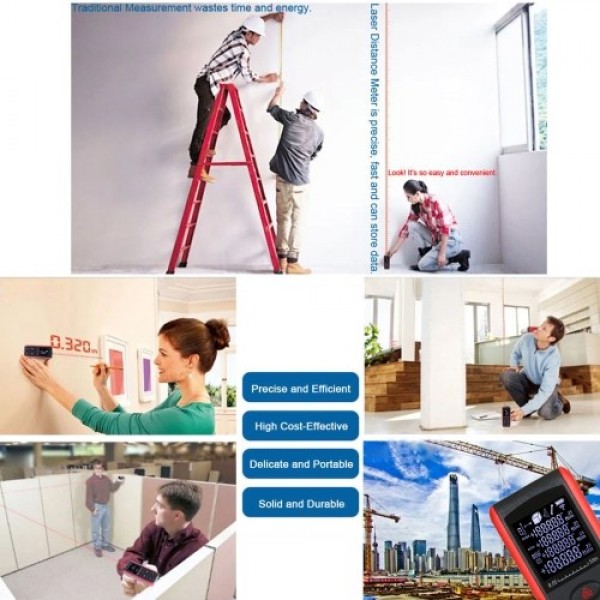 Portable Handheld Digital Laser Distance Meter Diastimeter Laser Distance Measuring Instrument Range Finder Area Volume Measurem