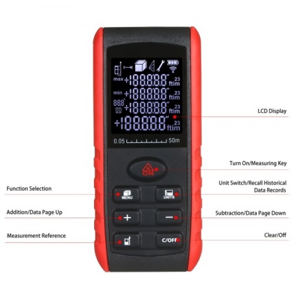 Portable Handheld Digital Laser Distance Meter Diastimeter Laser Distance Measuring Instrument Range Finder Area Volume Measurem