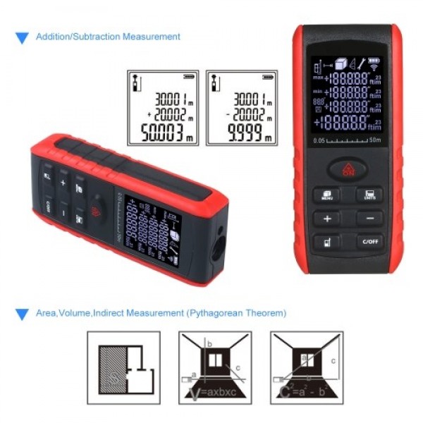 Portable Handheld Digital Laser Distance Meter Diastimeter Laser Distance Measuring Instrument Range Finder Area Volume Measurem