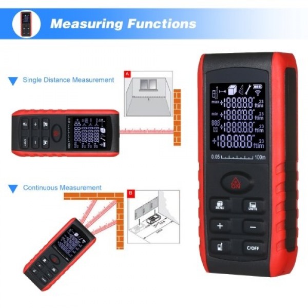 Portable Handheld Digital Laser Distance Meter Diastimeter Laser Distance Measuring Instrument Range Finder Area Volume Measurem