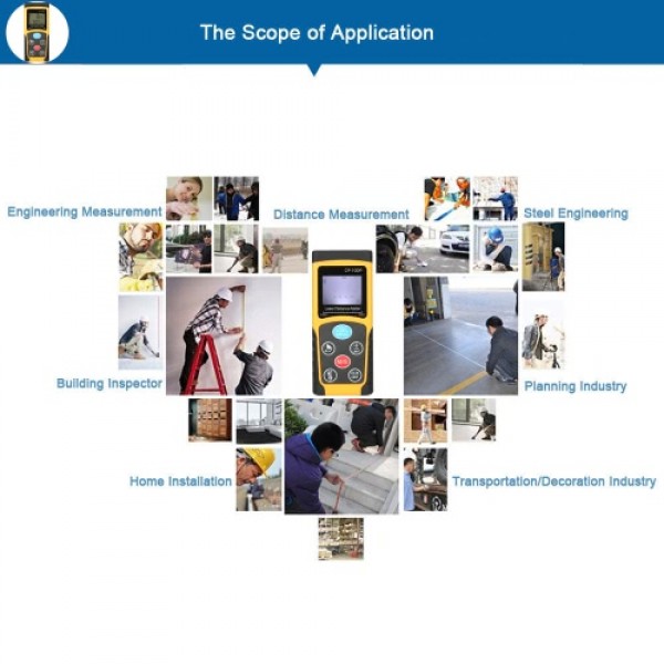 100m Portable Handheld Digital Laser Distance Meter High Precision Range Finder  Area Volume Measurement Data Storage with Backl