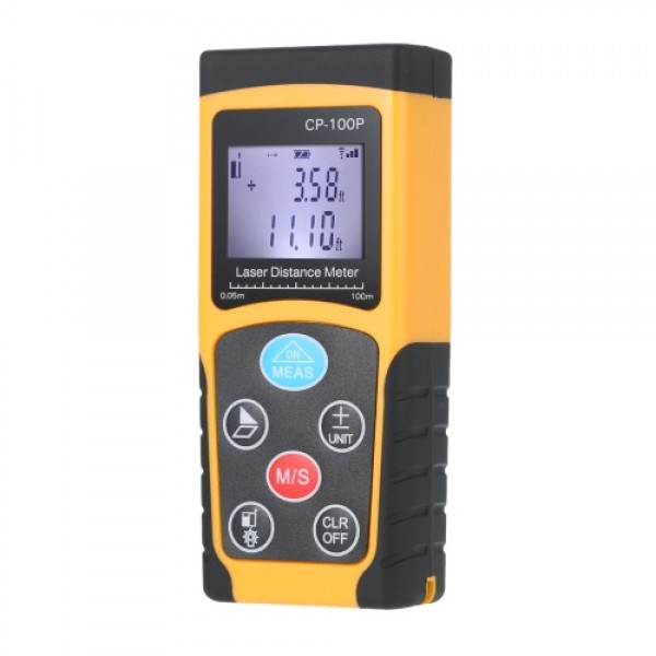 100m Portable Handheld Digital Laser Distance Meter High Precision Range Finder  Area Volume Measurement Data Storage with Backl