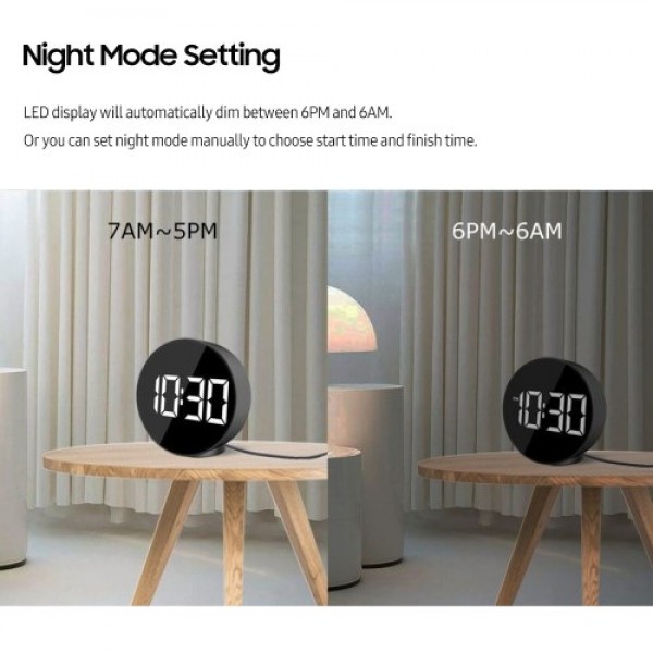LED Digital Alarm Clock with Large Display Time Temperature Display ℃/ ℉ 3 Levels Brightness Electronic Clocks Voice Activated A