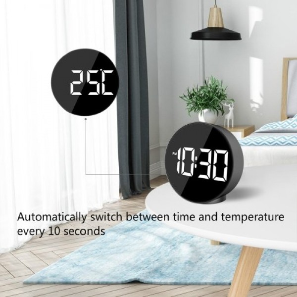 LED Digital Alarm Clock with Large Display Time Temperature Display ℃/ ℉ 3 Levels Brightness Electronic Clocks Voice Activated A