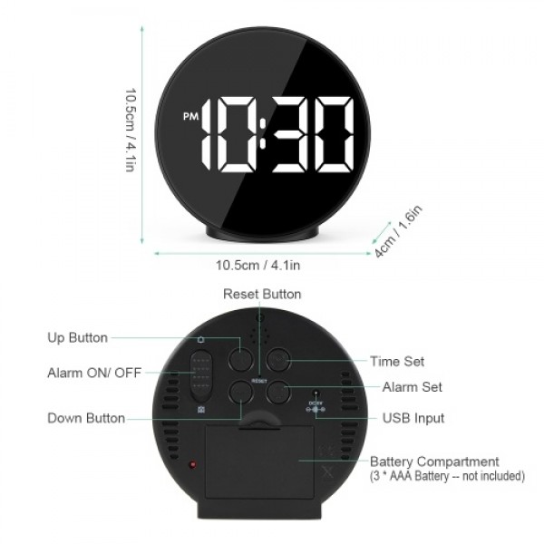 LED Digital Alarm Clock with Large Display Time Temperature Display ℃/ ℉ 3 Levels Brightness Electronic Clocks Voice Activated A