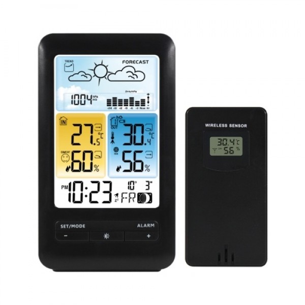 LCD Weather Station Alarm Clock with Snooze Digita...