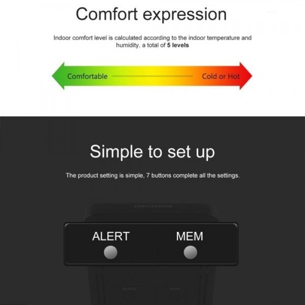 LCD Weather Station Alarm Clock with Snooze Digital Indoor Outdoor Temperature Humidity Monitor Thermohygrometer with Backlight/