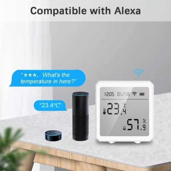WiFi Thermometer Hygrometer Wireless Digital Indoor Temperature Gauge Humidity Monitor with Temperature -10℃-55℃ and Humidity 0%