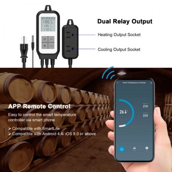 Wifi Digital Temperature Controller Heating Cooling Outlet Smart Reptile Thermostat APP Remote Control Temperature Controlling S