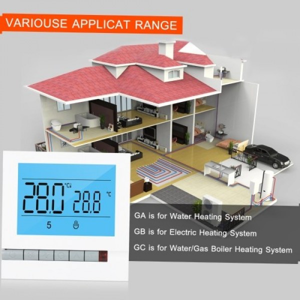 Programmable Smart Thermostat for Water/Gas Boiler Heating Large LCD Screen with Backlight  Digital Temprature Controller