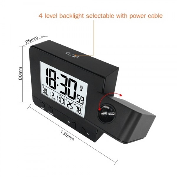 Projection Alarm Clock for Bedroom with Thermomete...