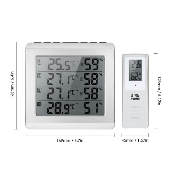 LCD Digital Wireless Indoor/Outdoor Thermometer Hygrometer