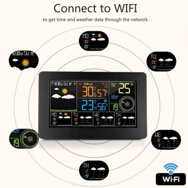 Multifunctional Color WiFi Weather Station APP Con...