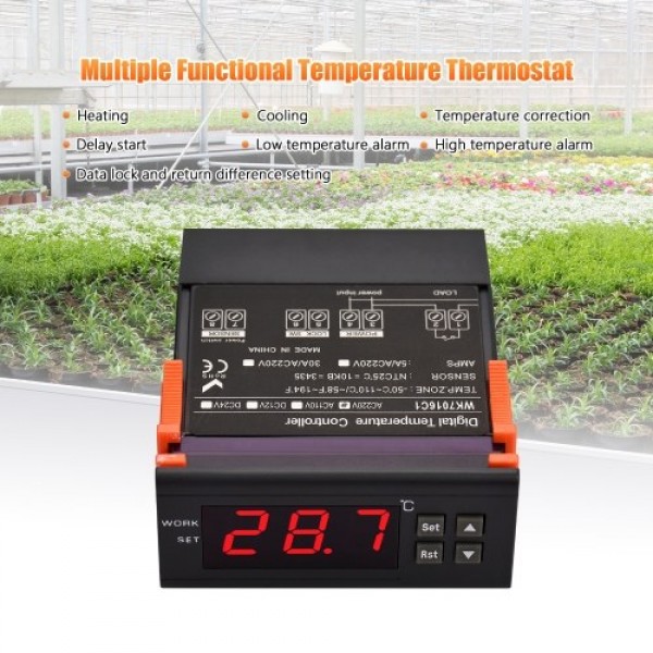 5A Digital Temperature Controller WK7016C1 Intelligent Temperature Regulator AC 220V Refrigerator Thermostat Support Heating/Coo