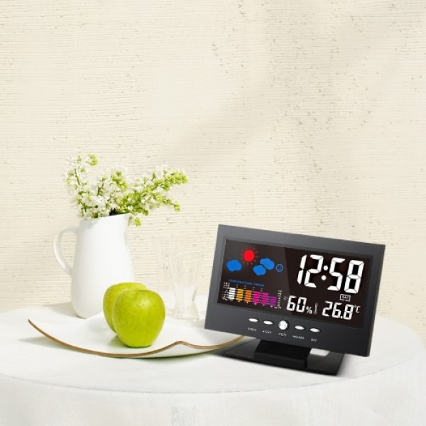 °C/°F Multifunctional Indoor Colorful LCD Digital Temperature Humidity Meter Weather Station Clock Thermometer Hygrometer Calend