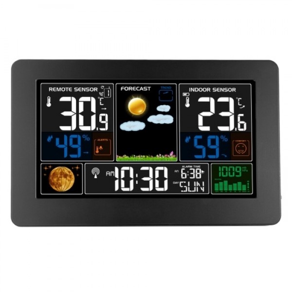 3-In-1 Weather Station Clock Wall-Mounted Digital ...