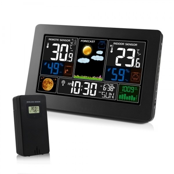 3-In-1 Weather Station Clock Wall-Mounted Digital Clock Thermometer Hygrometer Barometer 220V