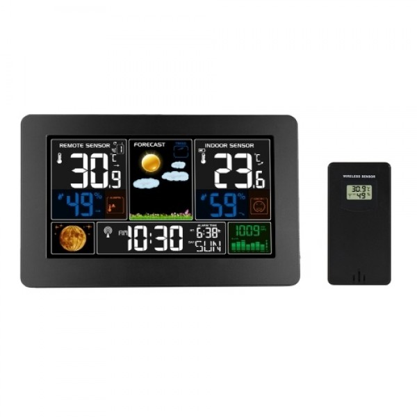 3-In-1 Weather Station Clock Wall-Mounted Digital Clock Thermometer Hygrometer Barometer 220V