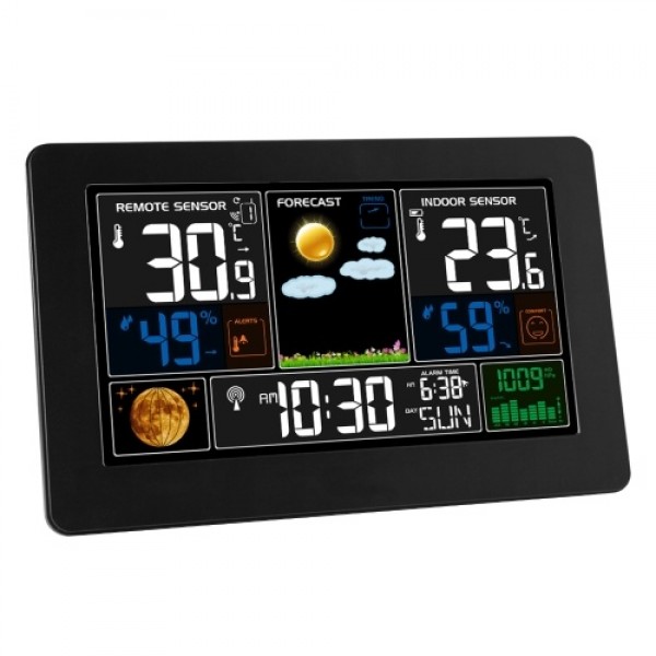 3-In-1 Weather Station Clock Wall-Mounted Digital Clock Thermometer Hygrometer Barometer 220V