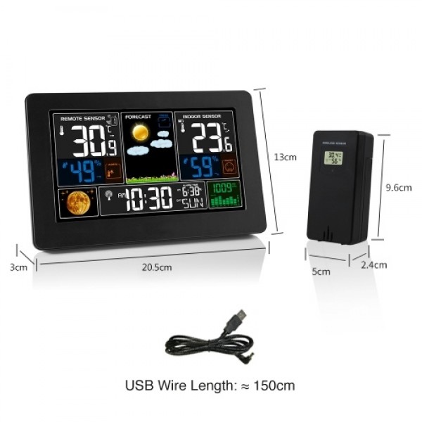 3-In-1 Weather Station Clock Wall-Mounted Digital Clock Thermometer Hygrometer Barometer 220V