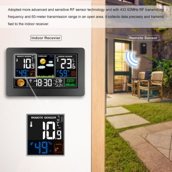 3-In-1 Weather Station Clock Wall-Mounted Digital Clock Thermometer Hygrometer Barometer 220V