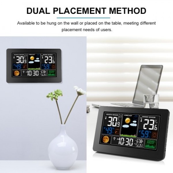 3-In-1 Weather Station Clock Wall-Mounted Digital ...