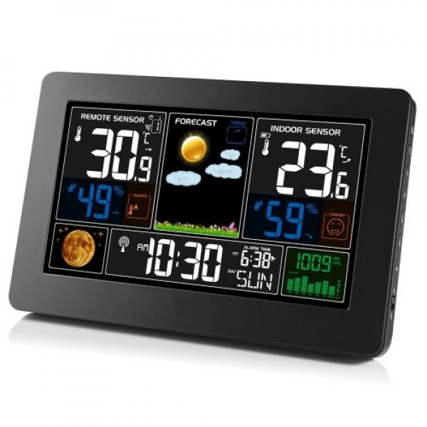 3-In-1 Weather Station Clock Wall-Mounted Digital Clock Thermometer Hygrometer Barometer 220V