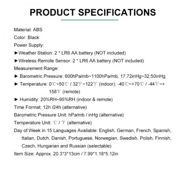 3-In-1 Weather Station Clock Wall-Mounted Digital Clock Thermometer Hygrometer Barometer 220V