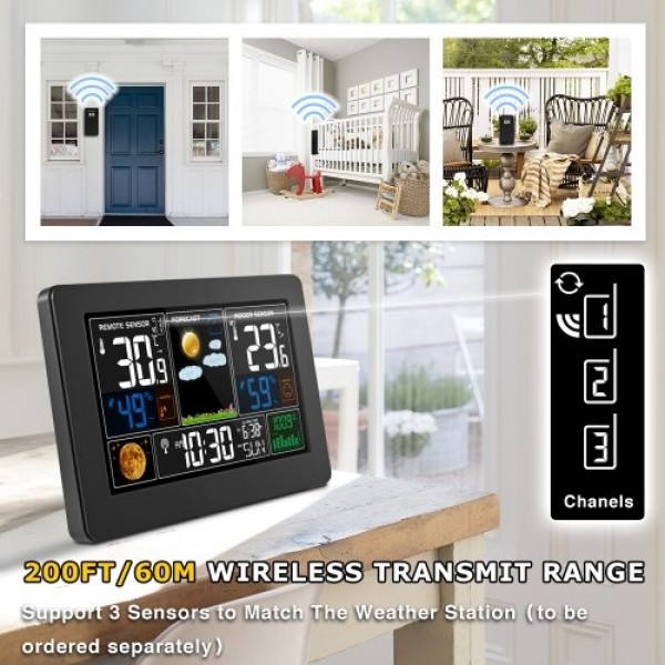 3-In-1 Weather Station Clock Wall-Mounted Digital Clock Thermometer Hygrometer Barometer 220V