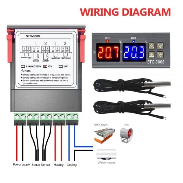 Dual Digital Display Thermostat Temperature Regulator Temperature Controller