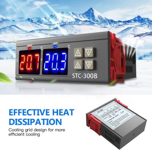 Dual Digital Display Thermostat Temperature Regulator Temperature Controller