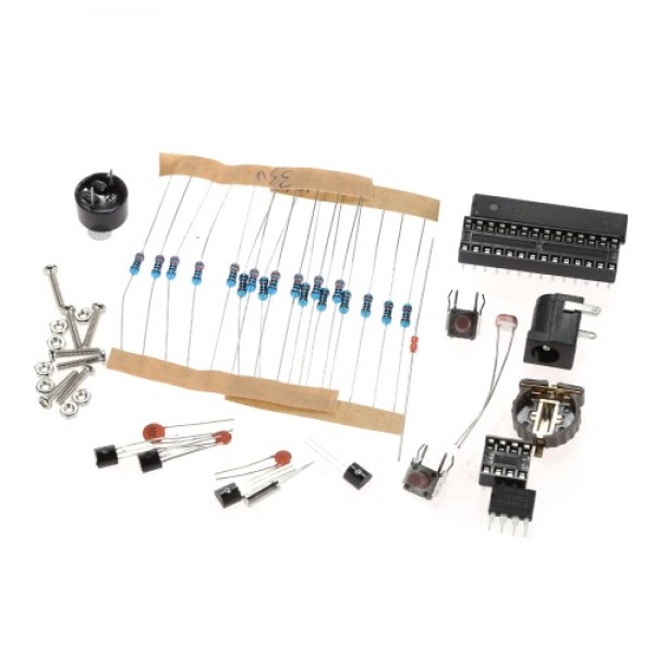 Compact 4-digit DIY Digital LED Clock Kit Light Control Temperature Date Time Display with Transparent Case