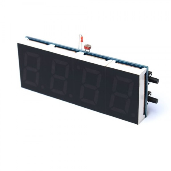 Compact 4-digit DIY Digital LED Clock Kit Light Control Temperature Date Time Display with Transparent Case