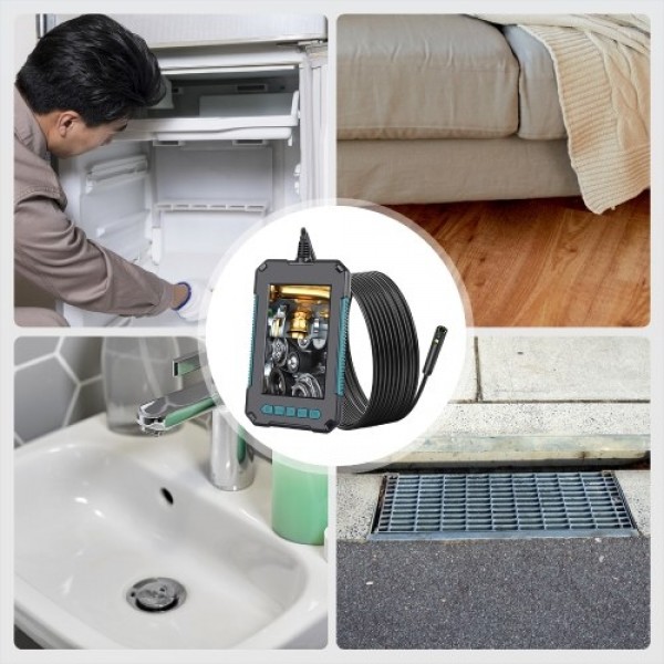 Industrial Endoscope with 8mm Automotive Inspection Camera Waterproof LED Light 4.3 inch Screen 1080P High Definition Digital Bo