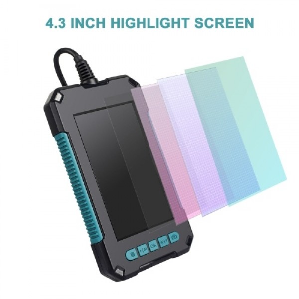 Industrial Endoscope with 8mm Automotive Inspection Camera Waterproof LED Light 4.3 inch Screen 1080P High Definition Digital Bo