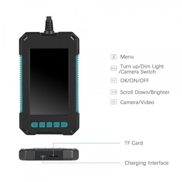 Industrial Endoscope with 8mm Automotive Inspection Camera Waterproof LED Light 4.3 inch Screen 1080P High Definition Digital Bo